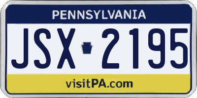 PA license plate JSX2195