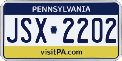 PA license plate JSX2202