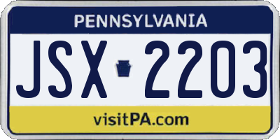 PA license plate JSX2203