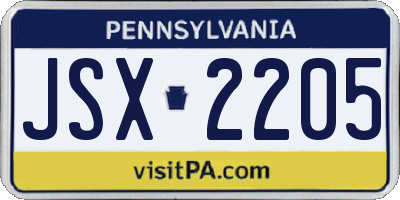 PA license plate JSX2205