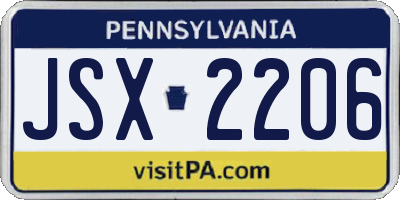 PA license plate JSX2206