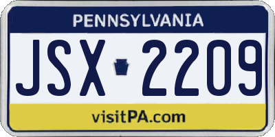 PA license plate JSX2209