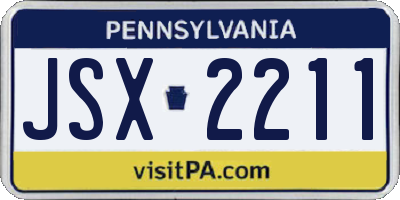 PA license plate JSX2211