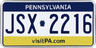 PA license plate JSX2216