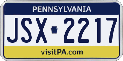 PA license plate JSX2217