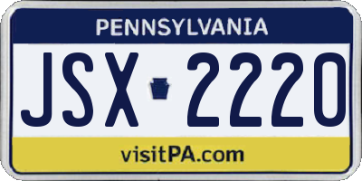 PA license plate JSX2220