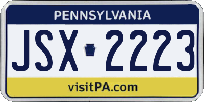 PA license plate JSX2223