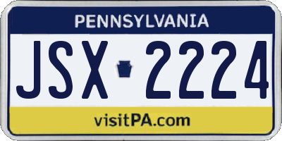 PA license plate JSX2224