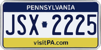 PA license plate JSX2225