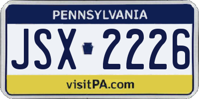 PA license plate JSX2226