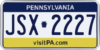 PA license plate JSX2227