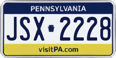 PA license plate JSX2228