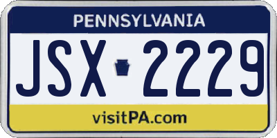 PA license plate JSX2229