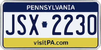 PA license plate JSX2230