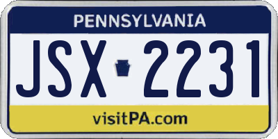 PA license plate JSX2231