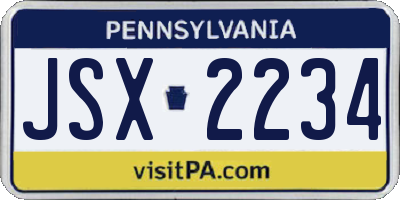 PA license plate JSX2234