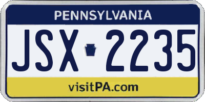 PA license plate JSX2235