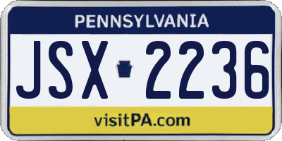PA license plate JSX2236