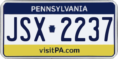PA license plate JSX2237