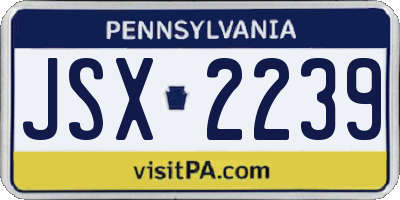PA license plate JSX2239