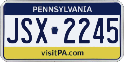 PA license plate JSX2245