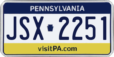 PA license plate JSX2251