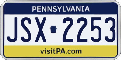 PA license plate JSX2253