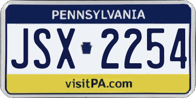 PA license plate JSX2254