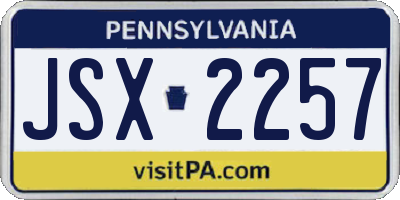 PA license plate JSX2257