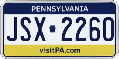 PA license plate JSX2260