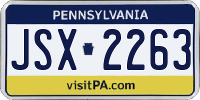 PA license plate JSX2263