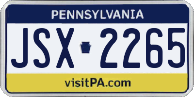 PA license plate JSX2265
