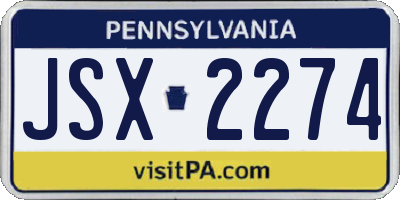 PA license plate JSX2274