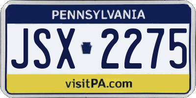 PA license plate JSX2275