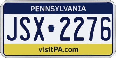PA license plate JSX2276