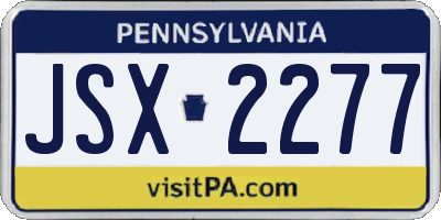 PA license plate JSX2277