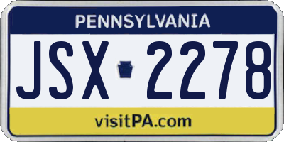 PA license plate JSX2278