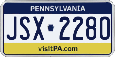 PA license plate JSX2280