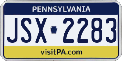 PA license plate JSX2283