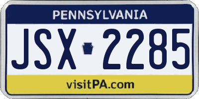PA license plate JSX2285