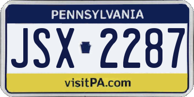 PA license plate JSX2287