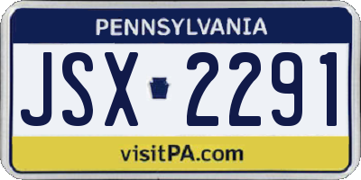 PA license plate JSX2291