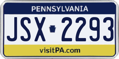 PA license plate JSX2293