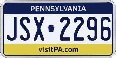 PA license plate JSX2296