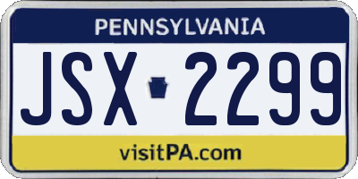 PA license plate JSX2299