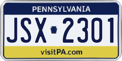 PA license plate JSX2301