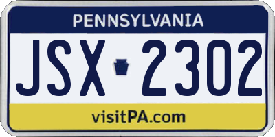 PA license plate JSX2302