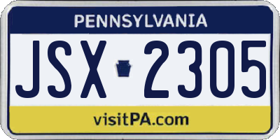 PA license plate JSX2305