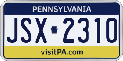 PA license plate JSX2310