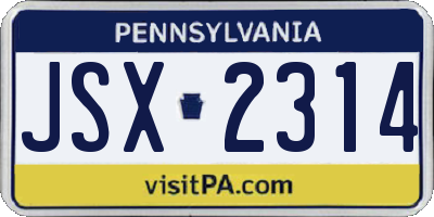 PA license plate JSX2314